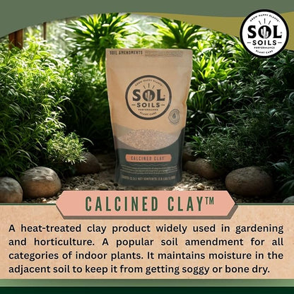 Sol Soils Calcined Clay – 100% Peat-Free Soil Amendments with Superior Drainage, Aeration, & Root Health for Indoor Plants, Succulents, Bonsai & More - 2 Quarts