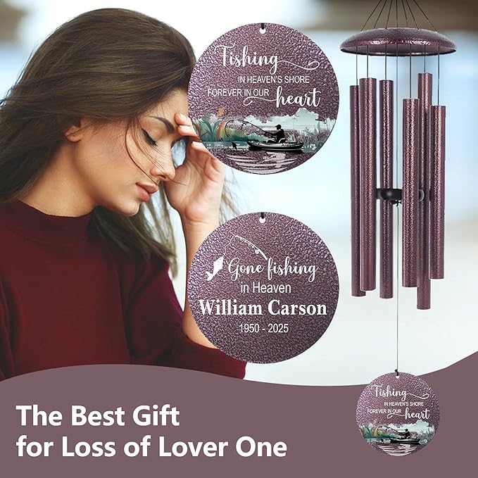 ASTARIN Memorial Wind Chimes Personalized, Produced in USA Deep Tone Wind Chimes for Loss of Loved One, Sympathy Gifts for Loss Mom/Dad/Sister, Outdoor Windchime for Memory Bereavement Condolence