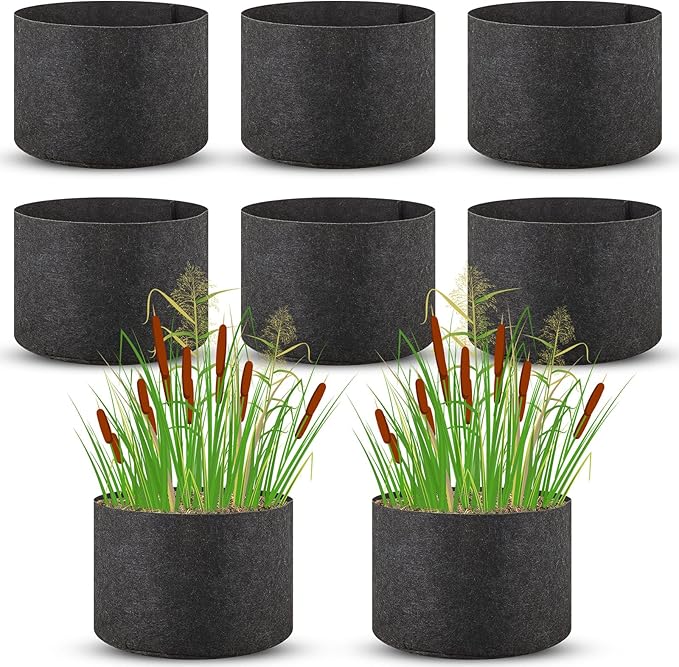 Yinder 8 Pack 12 x 8 Inch Pond Plant Pots Lily Plant Pot Garden Aquatic Plant Pots for Pond 5 Gallon Grow Bags Black Fabric Pots Floating Plant Containers for Lily Planting Aquatic Plants