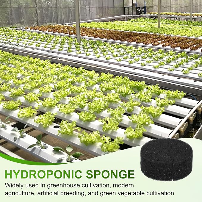 50-Pack Hydroponics Sponges, 2.76 Inch Growing Media Cylindrical Sponges for Planting Gardening Tool/Grow Seedlings/Home Vegetable Flower, Soilless Cultivation Seedling [Black]