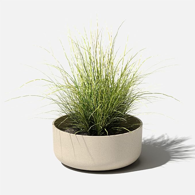 Veradek Mason Series Kona Bowl Planter - Round Planter for Indoor or Outdoor Tabletop/Balcony | Durable Plastic-Stone Composite Material | Modern Décor for Flowers, Succulents, Small Plants
