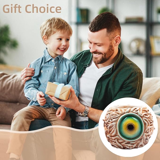 Orange Monster Eye Planter Creative Unique Eye Plant Pot,Resin Succulent Plants Pot with Drainage, for Outdoor Garden Deco and Home Art Decoration(Orange)
