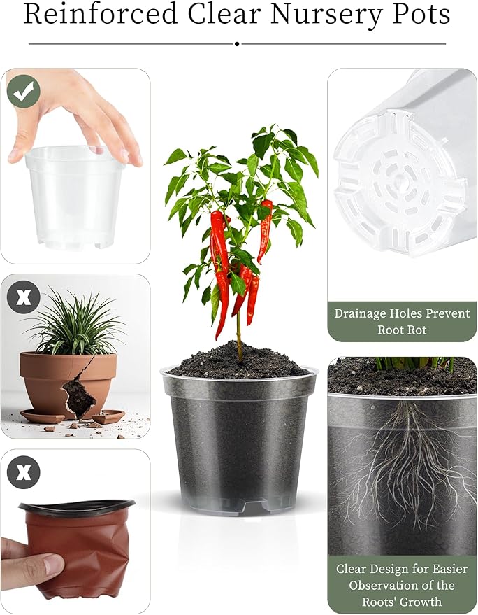 Metal Seed Storage Organizer, Seed Storage Box with Safety Locks, Compartments Box with 3 Clear Plant Nursery Pots, 40 Plant Labels, 30 Seed Envelopes, 1 Marker Pen