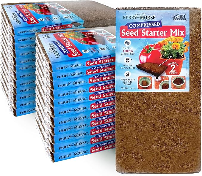 Ferry Morse Seed Starter Mix - Organic, Compressed, Seedling Soil Mix - 24 Pack/48 Qt - Coco Coir