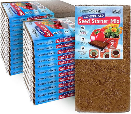 Ferry Morse Seed Starter Mix - Organic, Compressed, Seedling Soil Mix - 24 Pack/48 Qt - Coco Coir