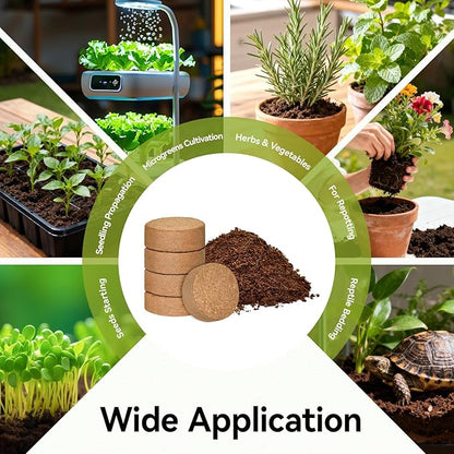 ZeeDix 100 Pack 30mm Organic Coco Coir Seed Starter Pellets, Compressed Coconut Fiber Seed Starter Soil Discs Potting Soil Mix for Indoor Outdoor Plants, Herbs Houseplants Bonsai Vegetables Flowers