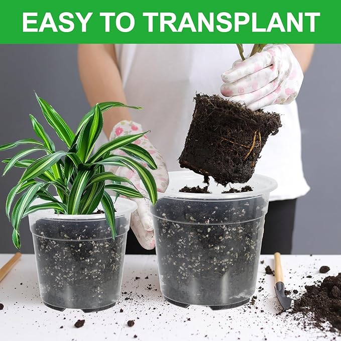 52 Pack 7/6/5/4 Inch Clear Nursery Pots with Drainage Holes,Plastic Plant Flower Pots for Planting,Succulents,Garden,Planters,Seed Starter,Indoor and Outdoor