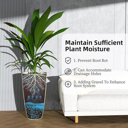 QCQHDU 21 inch Tall Planters for Outdoor & Indoor Plants, 2 Pack Sturdy Plant-Flower-Tree Pots for Front Porch Patio Deck Living Room Decor