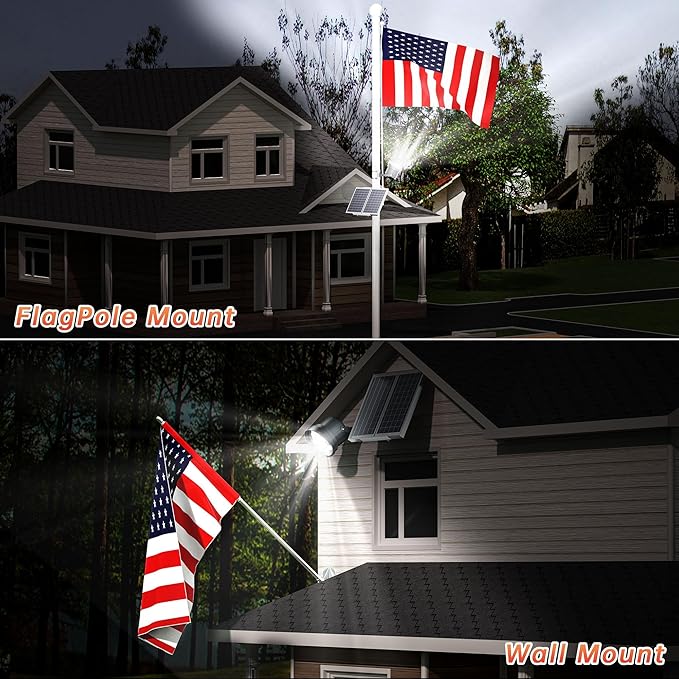 Ofuray Solar Flag Pole Light - Upgrade Big Solar Light for Outdoor Flagpole, Dusk to Dawn with Remote Control, Fits 0.5"-4'' Diameter