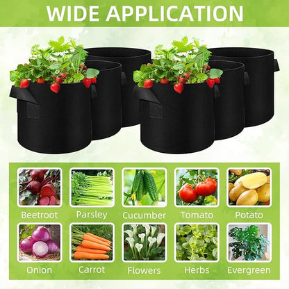 40-Pack 5 Gallons Grow Bag, Non-Woven Fabric Pots Plant Bag, Plant Grow Bags with Handles, Garden Planting Bags for Potatoes, Carrots, Tomatoes and Other Vegetable,Fruits