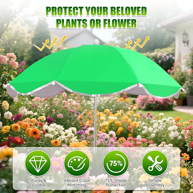 Plant Umbrellas for Outdoor Plants, 25inch Plant Shades for Outdoor Plants with Durable 40'' High M-Shaped Plug for Stronger Wind Resistanc for Plants, Potted Plant, Garden Beds