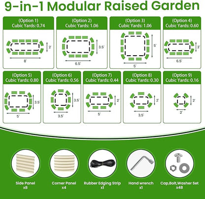 Raised Garden Beds 8 X 2 X 1.4Ft, Galvanized Raised Garden Beds Outdoor Planter Box for Vegetables, Gardening, Flowers, Fruits etc (Ivory)