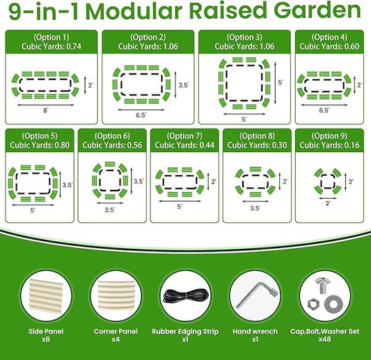 Raised Garden Beds 8 X 2 X 1.4Ft, Galvanized Raised Garden Beds Outdoor Planter Box for Vegetables, Gardening, Flowers, Fruits etc (Ivory)