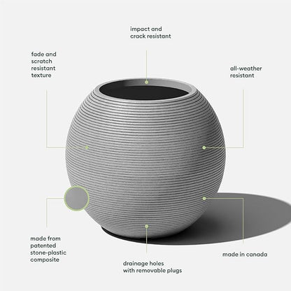Veradek Strata Series Sphere Round Planter for Patio & Backyard | Durable Plastic-Stone Material | Modern Décor for Tall Trees and Plants