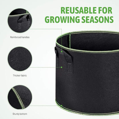 Delxo 10 Pack 15 Gallon Heavy Duty Aeration Fabric Pots Thickened Nonwoven Plant Grow Bags with Handles