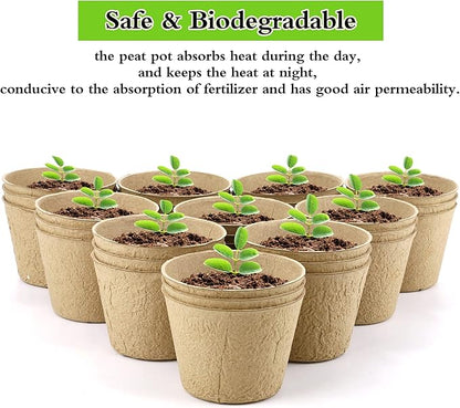 160 Pieces Peat Pots Seed Starters 4 Inch Peat Pots Round Biodegradable Seed Starting Pots with 160 Plant Labels, Planter Nursery Pots with Drainage Holes for Vegetable Seed