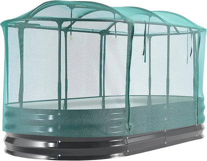 VEVOR 6x3x1FT Metal Raised Garden Bed Kit with Self Watering System and Mesh Cover, Oval Outdoor Galvanized Planter Raised Beds for Gardening Planting Flowers Fruits Vegetables
