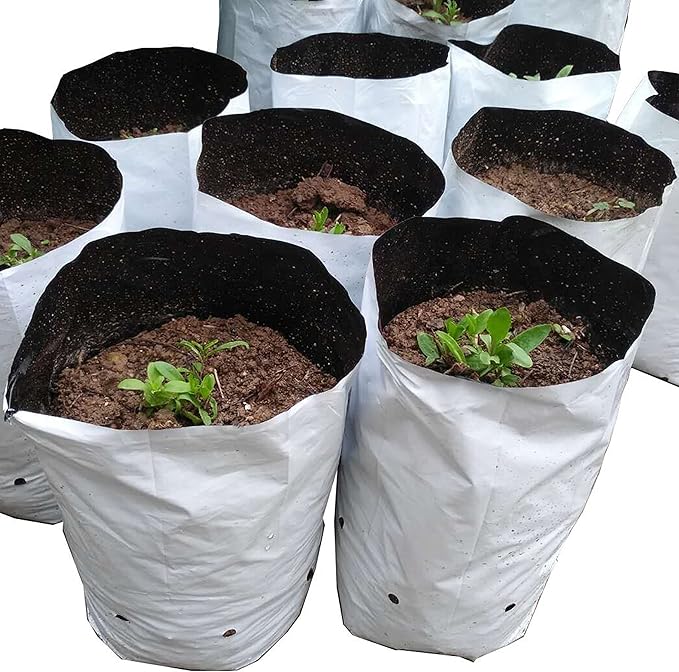 HFS(R Poly Grow Bag Planters Panda Film Black and White for Nursery Horticulture 7 Gallon - 25 PC