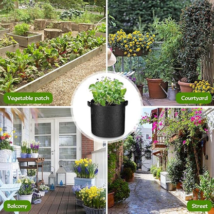 50 Pack Grow Bags Fabric Pots with Handles Aeration Grow Pots Garden Plant Bags for Gardening, Plant and Vegetables, Black (7 Gallon)