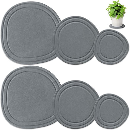 Plant Saucers for Indoors, 6 Pack 6 8 10 Inch Quick Drying Diatomite Plant Drip Water Catcher Trays for Pots, Diatomaceous Earth Planter Drainage Saucers Plates to Catch Water for Flower, Stone Gray