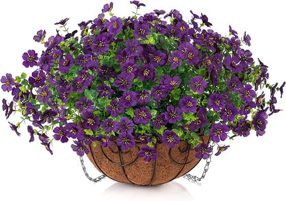 HyeFlora Artificial Fake Hanging Plants Flowers with Basket Outdoor Decor Faux Silk Dasiy Flower Arrangements in Pot Planter for Porch Home Indoor Patio Garden Yard Decoration