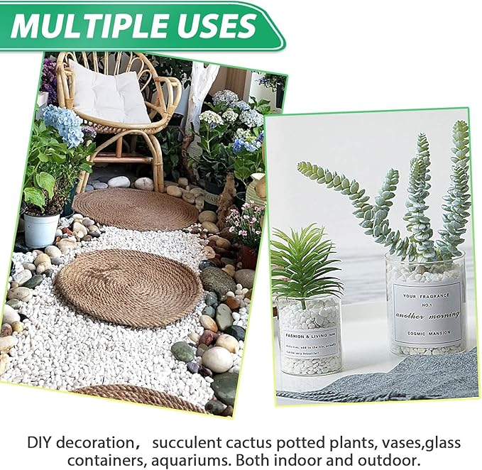 Succulent Rocks for Plants Tiny Pebbles for Planters 7.8LB Pea Gravel Bulk Course Sand Soil Small Decorative Stones for Indoor Bonsai Pots Cactus Top Dressing Aquarium Garden Landscape, White