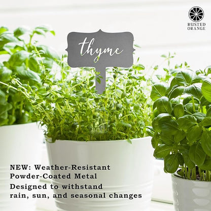 ROCC RUSTED ORANGE CRAFTWORKS CO. Window Garden Markers (5 Pack) – 60+ Varieties, Metal Plant Markers for Outdoor Use, Weather-Resistant Labels & Tag Stakes for Herbs, Vegetables & Flowers
