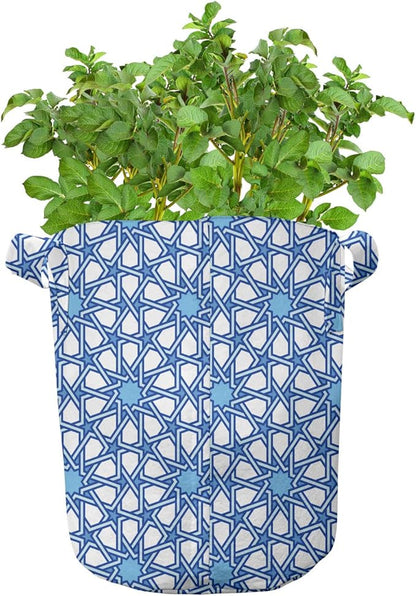 Ambesonne Pink and Orange Grow Bags 5-Pack, Polka Dots Design, Heavyduty Fabric Pots with Handles for Plants, Pink Orange