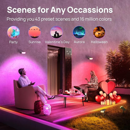 Linkind Smart Solar Lights Outdoor SL5 with Motion Sensor, APP Control Cool/Warm White/Color Changing Solar Spot Lights Outdoor, IP65 Landscape Lighting for Yard, Garden, Path(6 Pack)