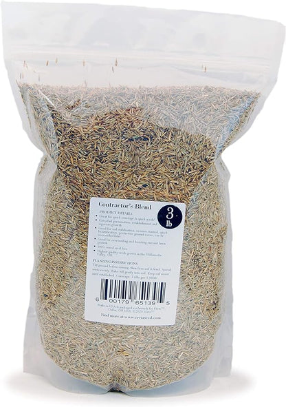 Contractor’s Grass Seed Blend by Eretz (3lb) - Choose Size! Willamette Valley, Oregon Grown. Premium, Number 1 Seeds Only! No Weed Seeds or Fillers