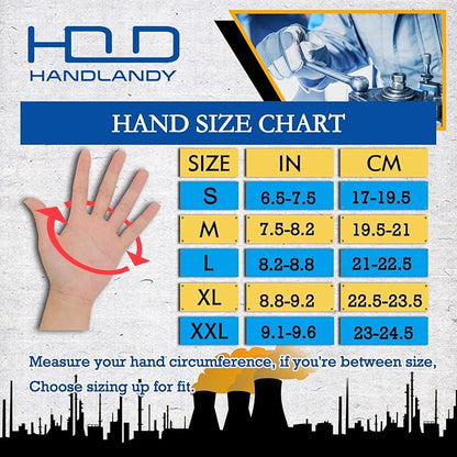 HANDLANDY Men Leather Gardening Gloves, Utility Work Gloves for Mechanics, Construction, Driver