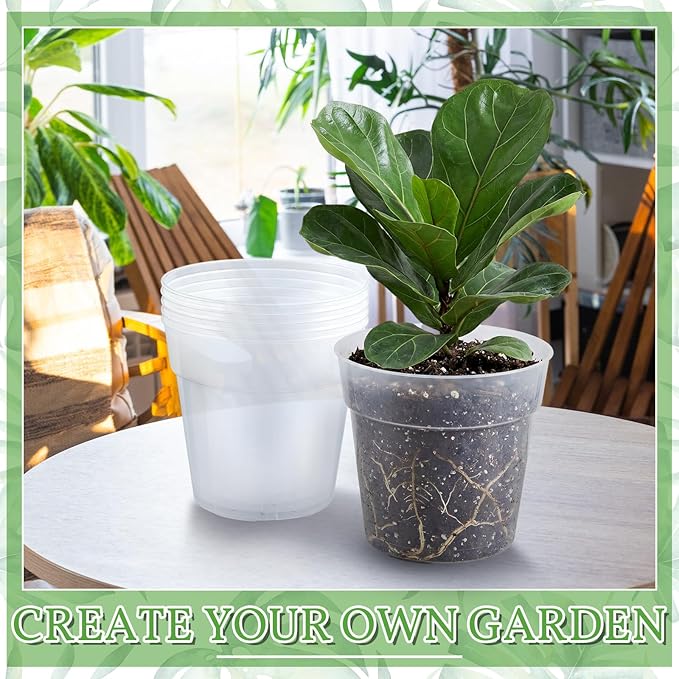 Vesici 6 Pcs 12 Inch Large Size Clear Nursery Pots Variety Pack Plant Pots with Drainage Holes Planters for Indoor Plants Flexible Transparent Plastic Plant Bottle Succulents