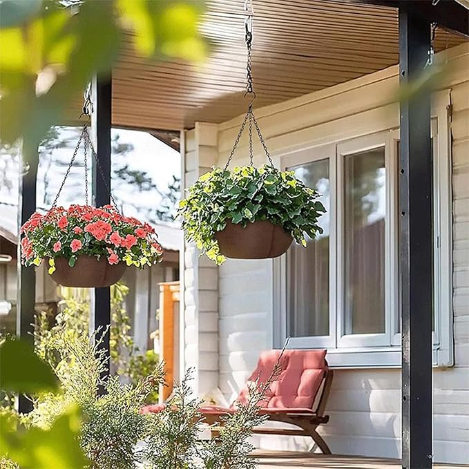 Hanging Planters for Intdoor Plants,3 Pcs12 Inch Hanging Baskets for Plants Outdoor with Rustproof Chain,Breathable Hanging Pots for Orchids Ferns Balcony Porch Decor L 3pcs