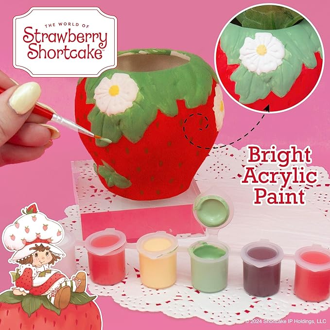 Horizon Group USA Paint Your Own Figurine Kit, DIY Art Project for Kids, Strawberry Shortcake Planter