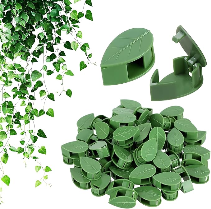 Plant Climbing Wall Fixture Clips, 2026 New Plant Clips for Climbing Plants, Green Leaf Shaped Self-Adhesive Plant Wall Clips for Vine Support Traction and Cable Organization (60, Green)