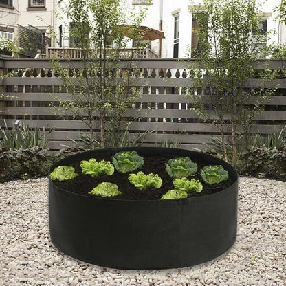 Round Fabric Garden Plant Bed,50 Gallon Garden Fabric Grow Bag,Garden Vegetable Bed Planting Container Planter for Plants, Flowers, Vegetables (Black, 15 Gallon)