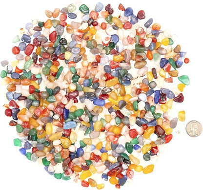Agate Stone. Polished Natural Agate Pebbles. 3/8 Inch - 2 lbs. Mixed Color. for Succulents, Pots, Plants, Crafting, Vase Fillers (XSM (0.375 Inch), Agate - Mixed Color Polished, 2)