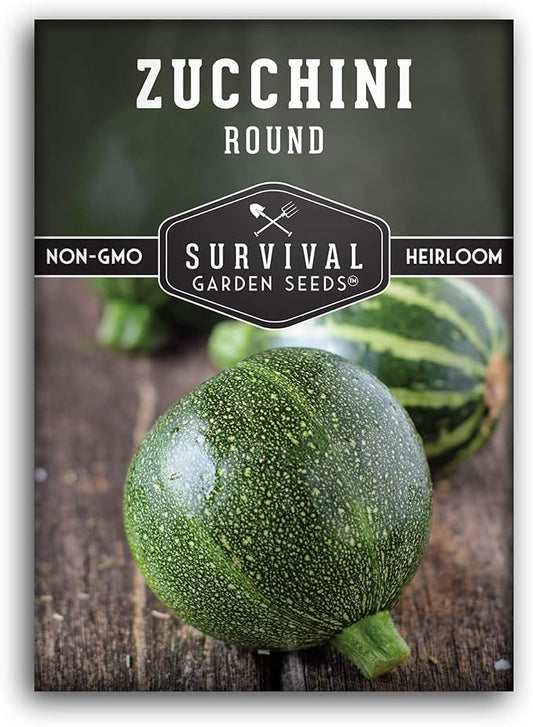 Round Zucchini Seed for Planting - Plant and Grow Small Green Zucchinis in Your Home Vegetable Garden - Non-GMO Heirloom Variety - Survival Garden Seeds (1 Pack)