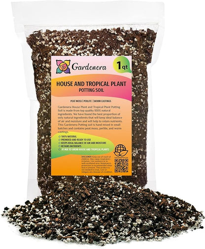 Gardenera Premium House Plant and Tropical Plant Potting Soil - Re-Potting Soil for All Types of Indoor House Plants - 1 Quart