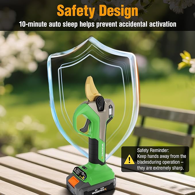 WORKPROX 20V Electric Pruning Shears, 1.26" Cutting Diameter, Brushless Motor, SK5 Titanium-Coated Blades, 2Ah Battery Pruning Shears with LCD Display
