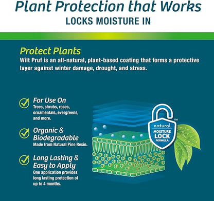 Wilt-Pruf® Concentrate | Protect Against Winter Damage, Drought, and Stress | Just Spray & Let Dry | Locks in Moisture w/Clear Foliar Film | Professional-Grade & Trusted | Replaces Burlap | (16 oz)