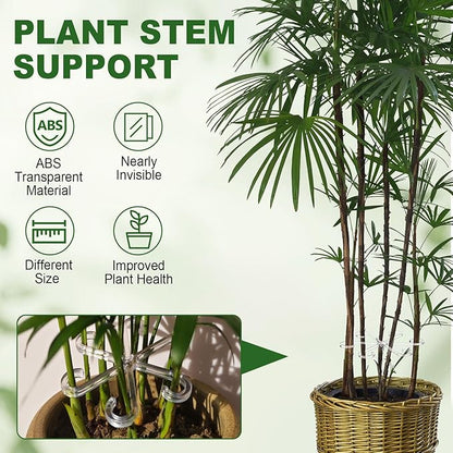 16pcs Upgraded Plant Stem Support, Transparent Plant Support for Indoor Plants, 4 Sizes Climbing Houseplant Stem Holders, Reusable Plant Stabilizer, Indoor Plants Accessories