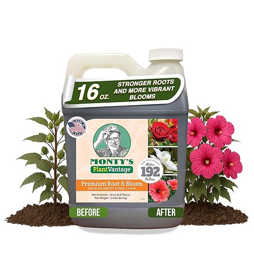 PlantVantage Root & Bloom Liquid Fertilizer - Concentrated Liquid Plant Fertilizer for Strong Roots & Bigger Blooms, Plant Food for Trees, Flowers & Vegetables, Soil or Foliar Application, 16 oz