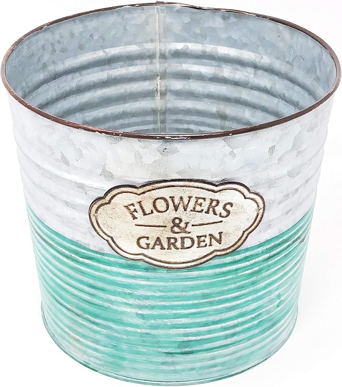 allgala Galvanized Planter Pot Indoor and Outdoor Decoration-9"-HD88300