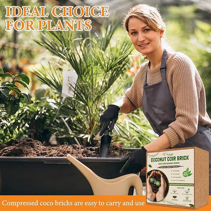 Legigo 10LBS Organic Coco Coir Brick for Plants- 100% Natural Compressed Coconut Coir Brick with Low EC & pH Balance, Coco Coir Fiber Grow Medium Potting Soil for Herbs, Flowers, Plants and Reptile