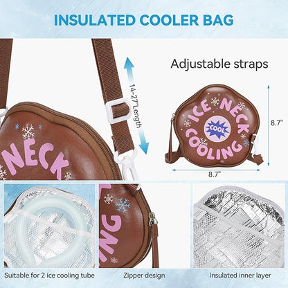 2Pcs Neck Cooling Tube with Insulated Bag, Reusable Cooler Ice Neck Ring Warps, Ice Pack for Wearable Stay Cool for Hot Weather, Summer, Outdoors, Sports, Work(Blue, White)
