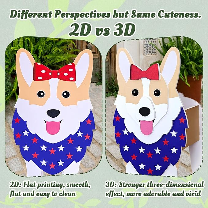 2D American Style Corgi Planter, Cute Animal Shape Flower Planters, Plant Pots for Indoor/Outdoor Garden Decor, Unique Gifts/Souvenirs for Pet Lovers