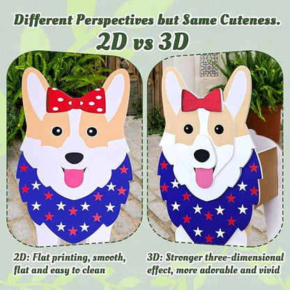 2D American Style Corgi Planter, Cute Animal Shape Flower Planters, Plant Pots for Indoor/Outdoor Garden Decor, Unique Gifts/Souvenirs for Pet Lovers