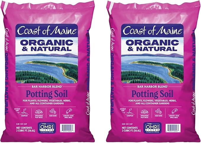 Coast of Maine Bar Harbor Blend, 2 cu ft (Pack of 2) Organic and Natural Potting Soil for Houseplants, Flowers, Vegetables, Herbs and Containers