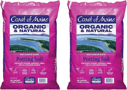 Coast of Maine Bar Harbor Blend, 2 cu ft (Pack of 2) Organic and Natural Potting Soil for Houseplants, Flowers, Vegetables, Herbs and Containers